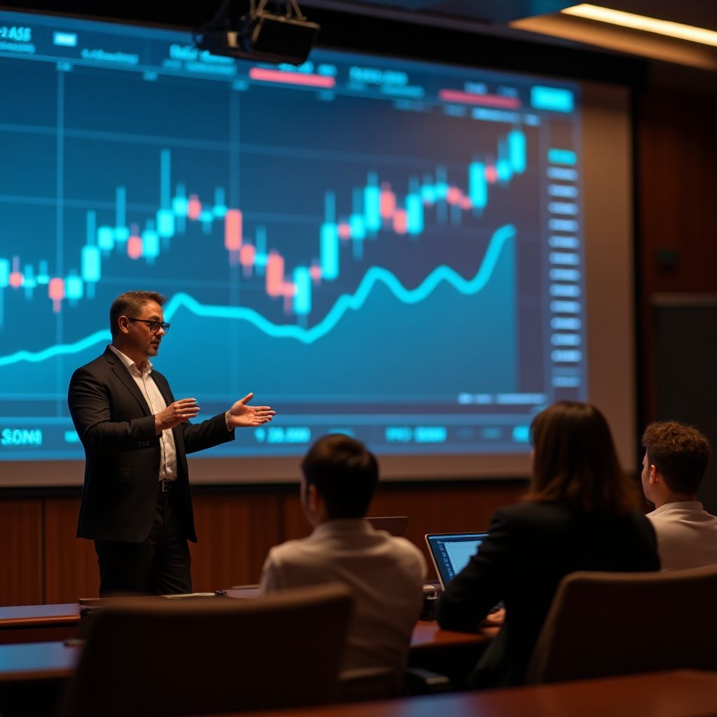 Charla en universidad sobre mercados financieros